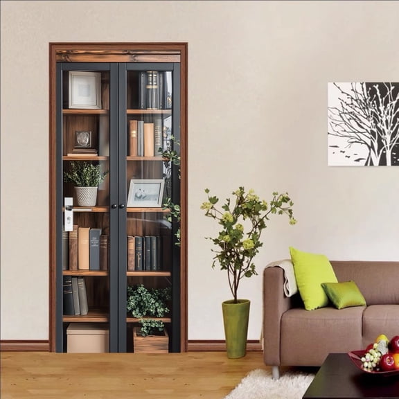 Door Stickers Decals 3D Bookcase Murals Vinyl Peel and Stick Wallpaper Self Adhesive Removable Decorative Wall Covers Poster 30.3" W x 78.7" H