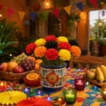 thumbnail image 6 of Halloween Decorations Outdoor Red Marigold Flowers with Stems for Dia de Los Muertos Fall Decorations for Home DIY Floral Garland Halloween Party Decorations Faux Silk Flowers, 6 of 6