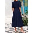thumbnail image 2 of Vestido midi PRETTYGARDEN para mujer, verano 2025, cuello en V con bolsillos, 2 of 9