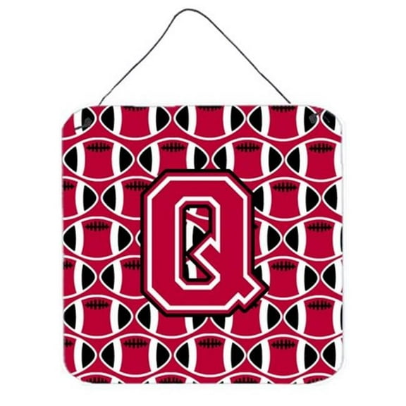 Letter Q Football Crimson & White Wall or Door Hanging Prints