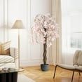 thumbnail image 2 of Costway 1 PCS 5.5 FT Tall Artificial Cherry Blossom Tree with Pink Flowers Fake Potted Tree White, 2 of 9