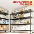thumbnail image 6 of Garvee 4 Tier Metal Storage Shelving Unit with Wheels, Adjustable Rack Shelf, 59" x 23.9" x 73.8", Black, 6 of 9