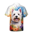thumbnail image 2 of Welcome Spring Summer West Highland White Terrier Portrait Flower Blue Sky Hawaiian Shirt Breathable Summer Unisex Merch Westie Westy Dog Lover - 12001, 2 of 6