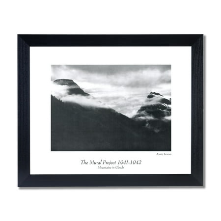 Ansel Adams B/W Photo Mountains In Clouds Wall Picture Black Framed Art (Best Cloud For Photos)