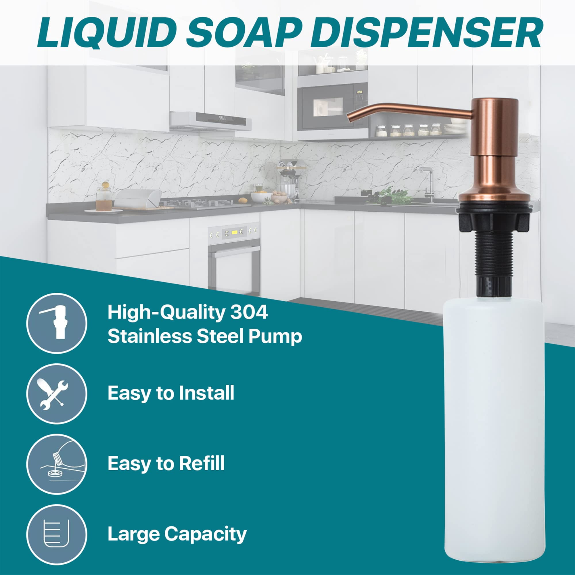 Strictly Sinks Liquid Soap Dispenser Stainless Steel Dish Soap Refillable Dispenser Bottle with Pump