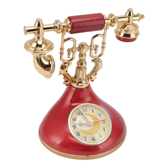 Réveil Téléphone Rétro, Silencieux Sans Tic-Tac Alimenté par Pile Réveil Analogique Unique Élégant Vintage Réveil Téléphone Design Antique Horloge de Table, Chevet