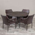 thumbnail image 2 of Noble House Armstrong 5 Piece Wicker Patio Dining Set in Brown Dining Set, 2 of 11