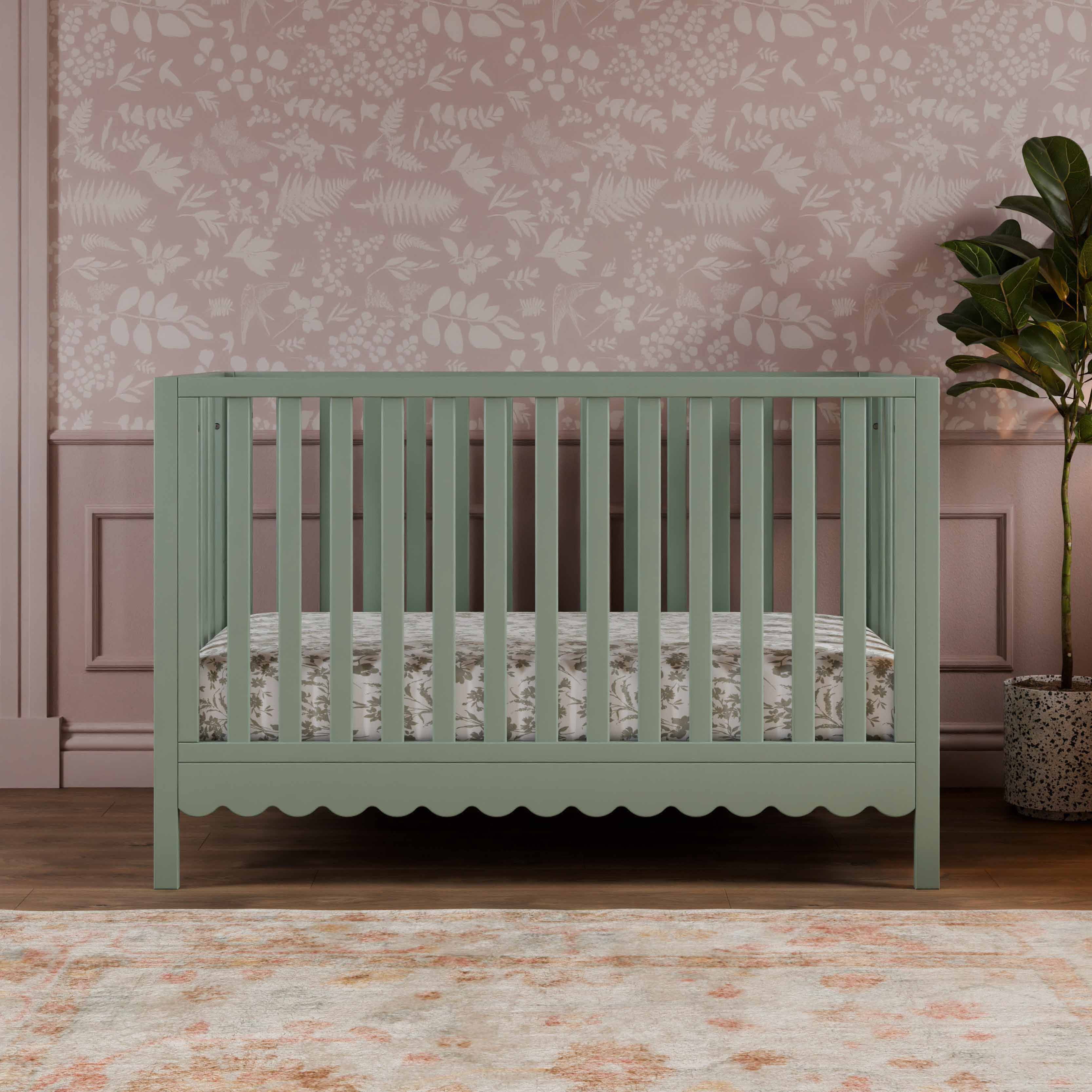 daVinci Sammy Scallop 4 in 1 Convertible Crib, Light Sage