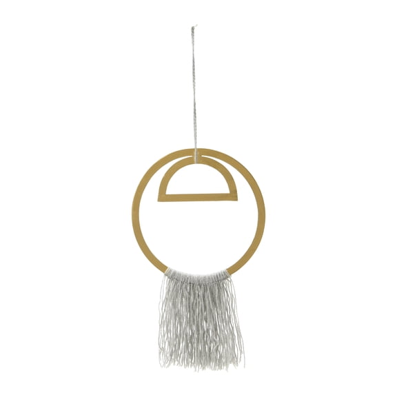Creative Co-Op Round Metal Wall Hanging with Tassel, Gold