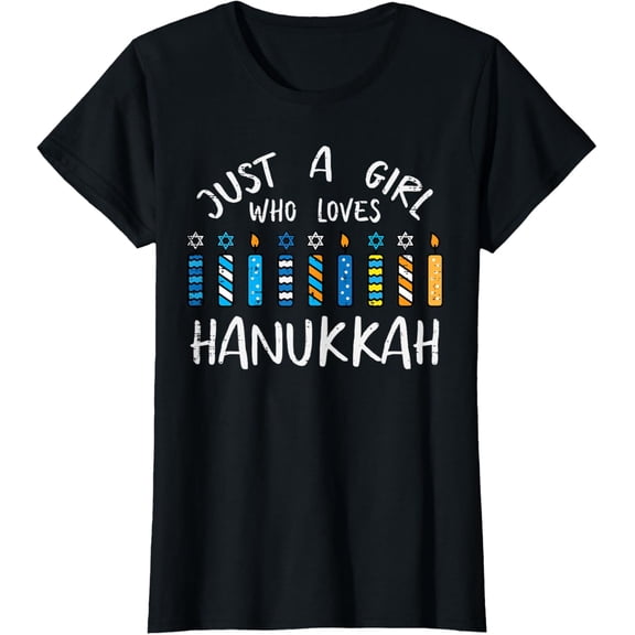 Just A Girl Love Hanukkah Chanukah Jewish Women Kids Toddler T-Shirt