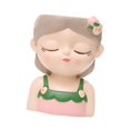 thumbnail image 3 of Maceta de resina pequeña Colamx diseño de niña de dibujos animados Gris y rosa, 3 of 8