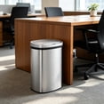 thumbnail image 2 of Innovaze 13 Gallon Motion Sensor Trash Can, Stainless Steel Oval Kitchen Garbage Can, Silver, 2 of 9