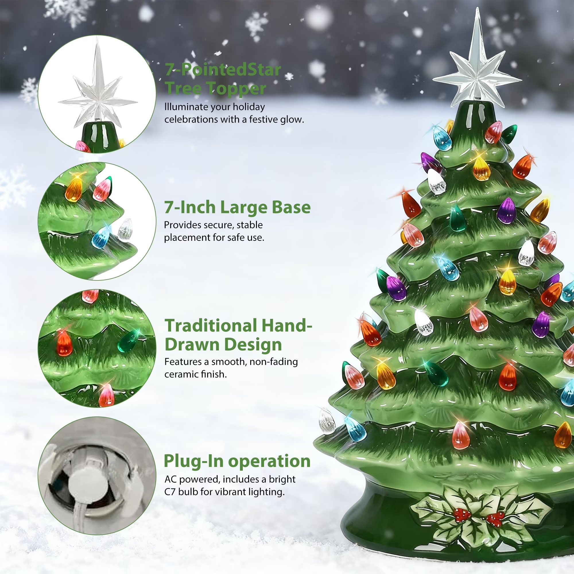 Sugift 15-Inch Pre-Lit Ceramic Tabletop Christmas Tree photo 5