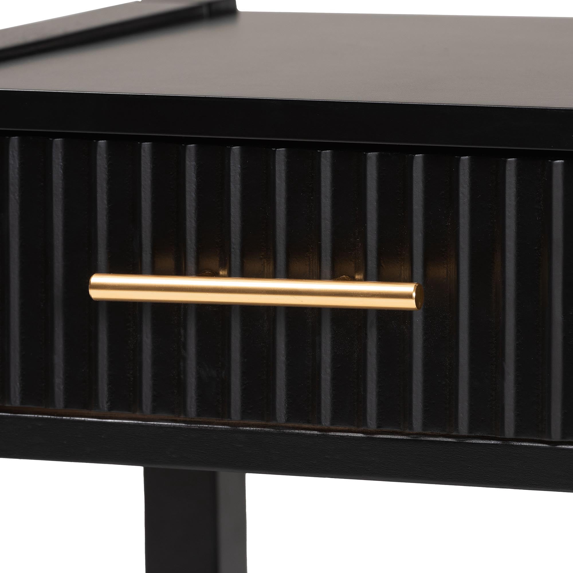 Baxton Studio Primrose Mid-Century Nightstand, 1-Drawer, Black