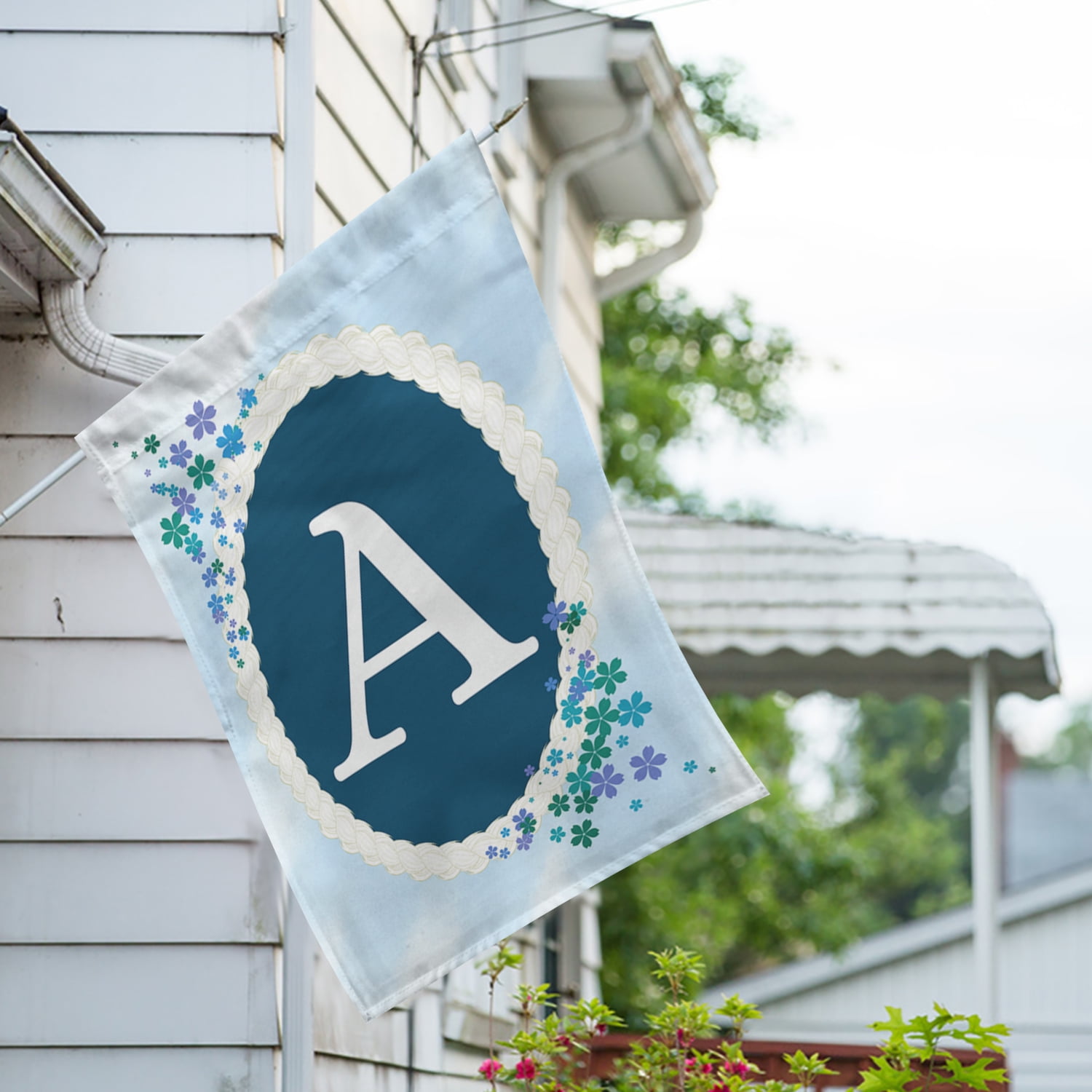 America Forever Spring Monogram House Flag Letter A 28 x 40 inches Double Sided Vertical Outdoor, Yard, Lawn, Beautiful Flowers, Floral Design, Summer Farmhouse House Flag
