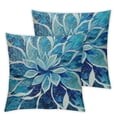 thumbnail image 2 of Acheng Navy Blue Teal Dahlia Pillow Covers Spring Summer Floral Couch Pillow Cases Modern Abstract Throw Pillows Home Decor for Living Room Bedroom Couch Bed Sofa Outdoor,Set of 2 White, 2 of 6