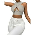 thumbnail image 2 of ZAXARRA Cross Wrap Crop Tops Sleeveless Solid Color Cutout Tank Tops, 2 of 9