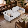 thumbnail image 3 of MIKIBAMA 68.11 Inch Grey 2 Seat Fabric Mid Century Modern Convertible Futon Sofa Bed Tufted Split Back With Solid Wood Legs for Small Spaces, 3 of 7