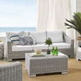thumbnail image 5 of Lounge Sofa Chair Table Set, Rattan, Wicker, Light Grey Gray White, Modern Contemporary Urban Design, Outdoor Patio Balcony Cafe Bistro Garden Furniture Hotel Hospitality, 5 of 10