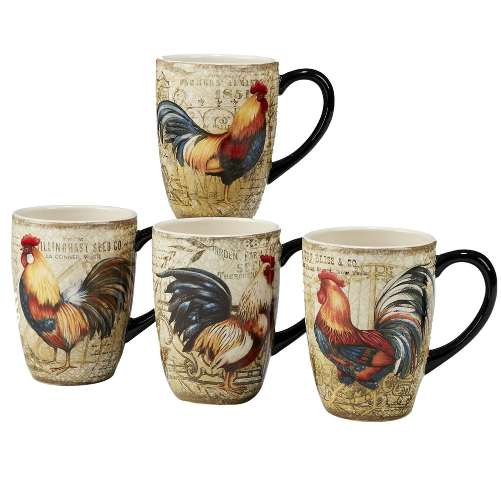 Gilded Rooster Set/4 Mug asst.