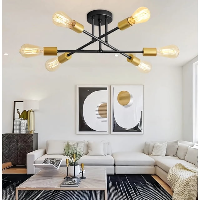 Lámpara De Techo Semiempotrada Moderna De 6 Luces Modelo Negro