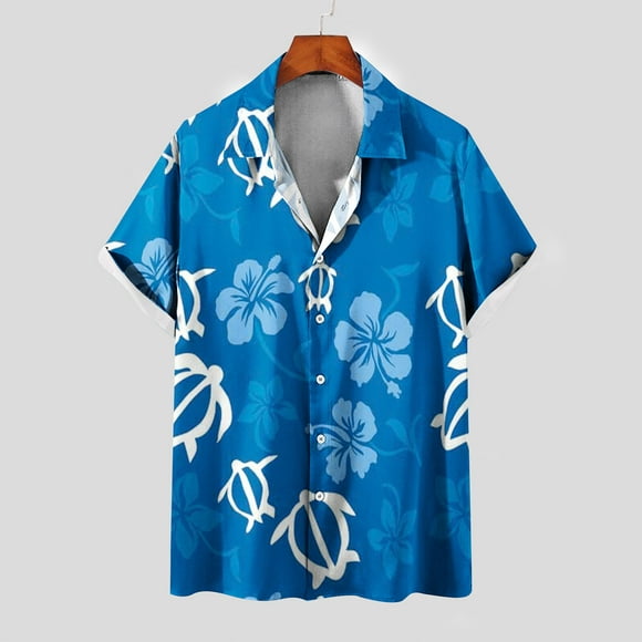 Meichang Mens's Hawaiian Shirts Summer Graphic Big and Tall Beach Shirt Loose Short Sleeve Shirts Button Down Aloha Shirt Top for Beach Holiday