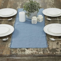 VHC Brands Burlap Blue Runner Fringed 12x36