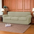 thumbnail image 3 of Subrtex 4-Piece Stretch Textured Grid Sofa Cover Slipcover,Separate Cushion Cover(Sand, Sofa), 3 of 8