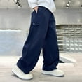 thumbnail image 4 of IVEYRTF Boys Corduroy Pants Straight Leg Casual Sports Fall Winter Fleece-Lined Comfortable Loose Trousers Kids Everyday Wear Pants(Navy#1,14-15 Years), 4 of 7