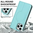 thumbnail image 6 of Allytech Case for iPhone 14 Pro Max Compatible with MagSafe Wireless Charging, Shockproof Full Protective Flip Folio Wallet Case with RFID Blocking Card Slots PU Leather Stand Magnetic Cover, Blue, 6 of 10