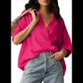 thumbnail image 2 of Blusa Informal Elegante para Mujer, de Negocios, de Corta, con Cuello en V y Tapeta, Camisa de Trabajo Rosa Oscuro M, 2 of 8