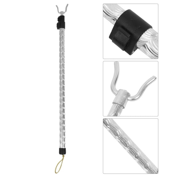 MIPCASE Silver Aluminium Alloy Retractable Clothes Drying Pole with Fork for Household Use
