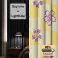 thumbnail image 3 of Purple Flowers Blackout Curtains for Bedroom/Living Room, Pinch Pleated Black Out Curtains, Japanese Yellow Checkered Floral Plaid Room Darkening Window Drapes with Hooks 2 Panels, 39"x70", 3 of 8