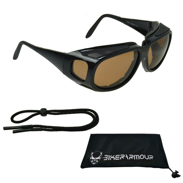 Motorcycle Fit Over RX glasses Sunglasses Polarized with Side Shields