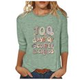 thumbnail image 2 of Lilgiuy 100 Days of School Shirts for Women,3/4 Sleeve Shirts for Women Colorful Letter Print Tees Blouses Kindergarten Teachers Tee Tops for Work Office (Green,S), 2 of 4