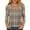Coffee, variant on Women's Fashion Casual Three-Quarter Sleeve Button Plaid Striped Print Round Neck Top, Chic Blouse for Women,Gray,S
