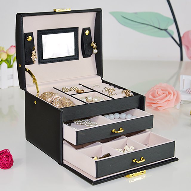 Organizador de joyas, almacenamiento de joyas de tres capas, caja de almacenamiento de joyas, caja de almacenamiento de collares, calidad superior