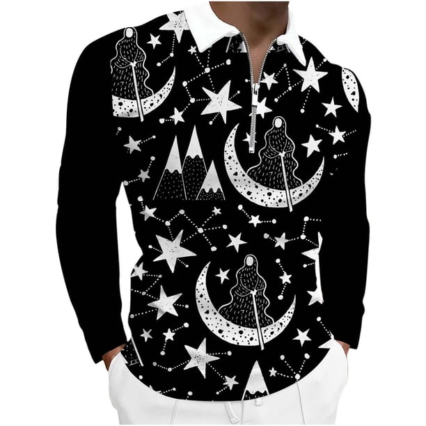 Blusa Pompotops Hombre Estampado Digital Planetas Coloridos Media Cremallera