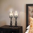 thumbnail image 2 of Candle holders for column candles gothic matt black vintage long candle holders set 2, 2 of 5