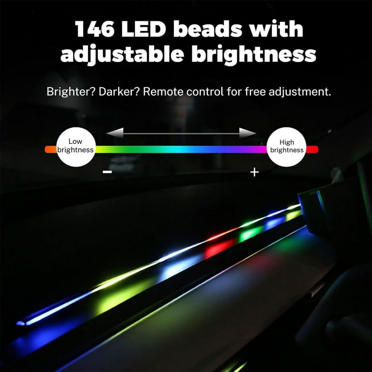 Glowride Interior Lights, Glowridee Interior Car Lights, RGB 5 in 1 LED Car Ambient Lighting Kit, Auto Interior Decoration Accessorie with Wireless App & Remote Control, Sync to Music(55in-6in1)