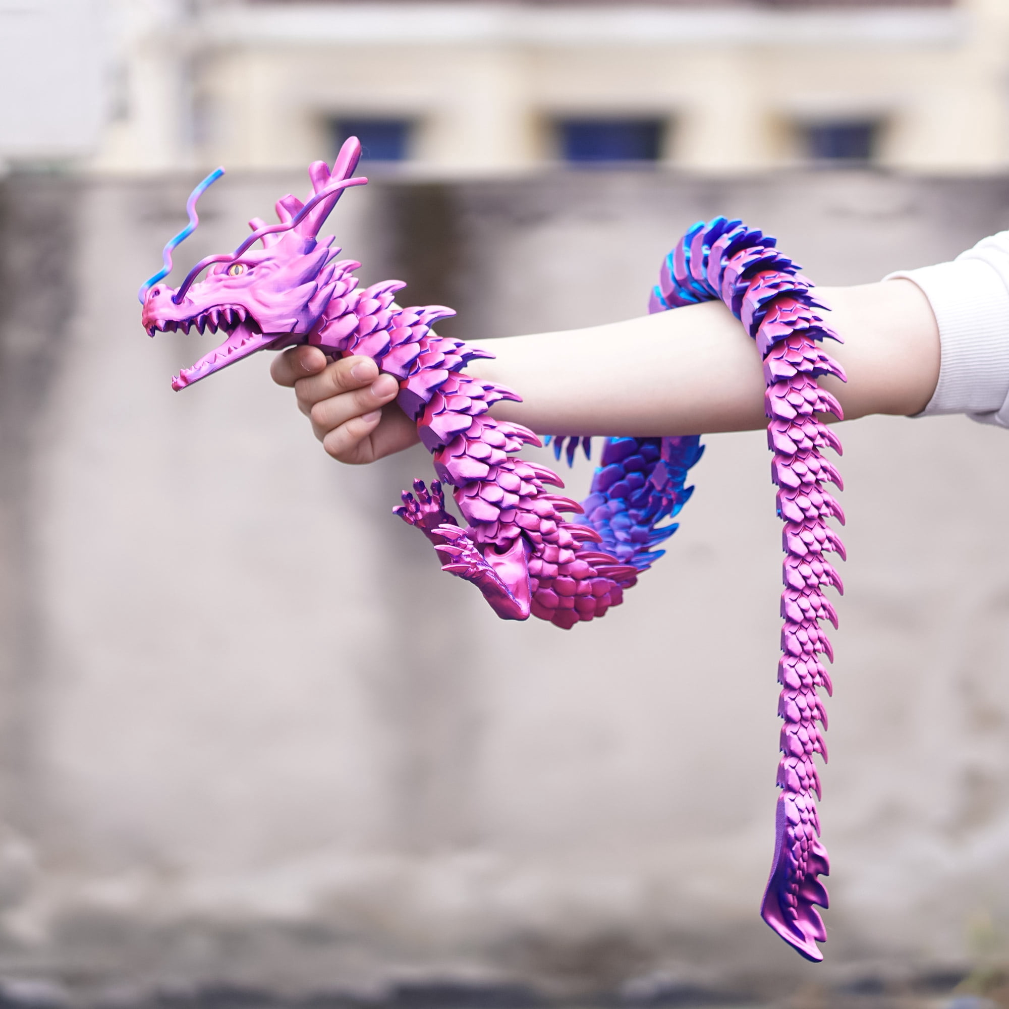 47.5inch 3D Printed dragon,Flexible Joint Animal lacertid Figurines,Realistic Eyes, Home Office Decor,Fidget Toy for Adults Teens Boy Festival Gifts