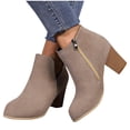 thumbnail image 2 of Beige Women'S Chunky Heel Boots With A Comfortable Round Toe Side Zipper Access For A Relaxed Yet Stylish Look, 2 of 9