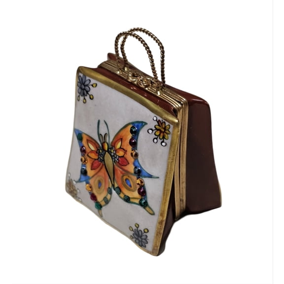 Butterfly Shopping Bag Limoges Box | Limoges Boutique Limoges Box Porcelain Figurine