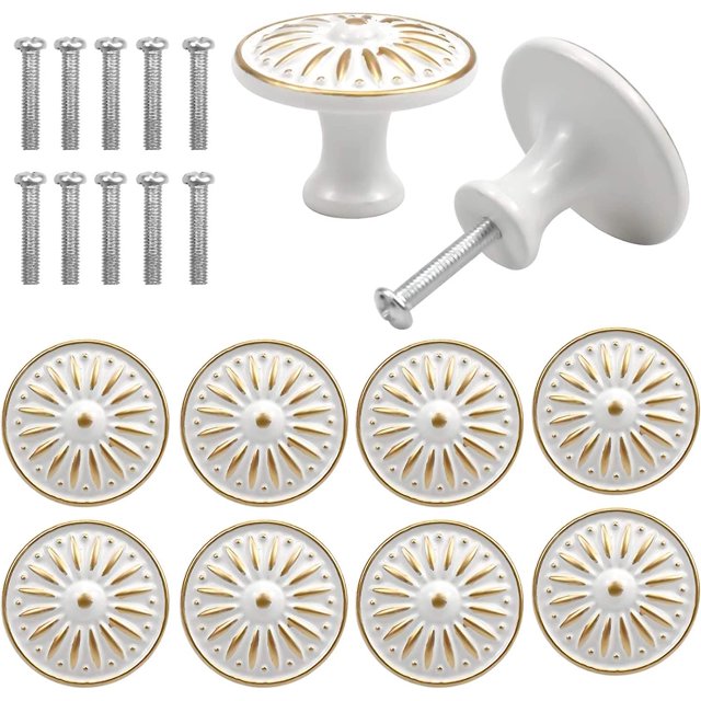 10pcs Vintage Drawer Door Handle, 35mm Furniture Knob, Round Drawer Knobs, Brass Door Knobs, Furniture Handles For Cupboard Cabinet Kitchen, Kids Room