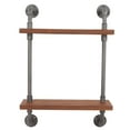 thumbnail image 4 of Solid Wood Retro Wall Mounted Shelf, Durable Wrought Iron Pipe Design, For Home Bar, 4 of 8