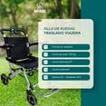 thumbnail image 4 of Silla de Ruedas de Traslado Premium | Frenos en Manubrio y Llantas Semi-Neumáticas | Alta Resistencia y Comodidad para Adultos, hasta 100Kg, 4 of 9