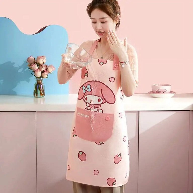 Cartoon Cotton Candy Lovers Kitchen Apron With Pocket - Fun Cooking Apron For Baking & BBQ