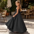 thumbnail image 5 of ITSAME Girls Formal Maxi Dress Bow One Shoulder Waist-Cinching Princess Pageant Wedding Party Ball Gown Black Size 12, 5 of 6