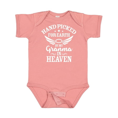 

Inktastic Handpicked for Earth by My Granma in Heaven with Angel Wings Gift Baby Boy or Baby Girl Bodysuit