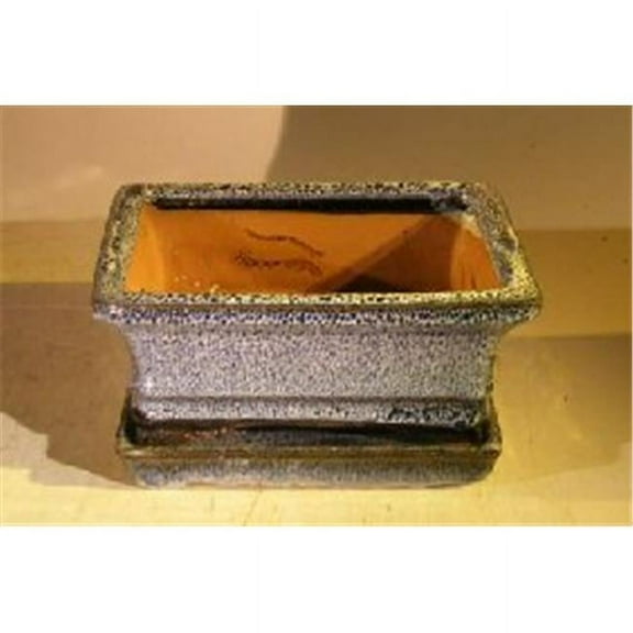 Bonsai Boy L210 6.37 x 4.75 x 2.625 in. Ceramic Bonsai Pot, Marble Blue - Rectangle